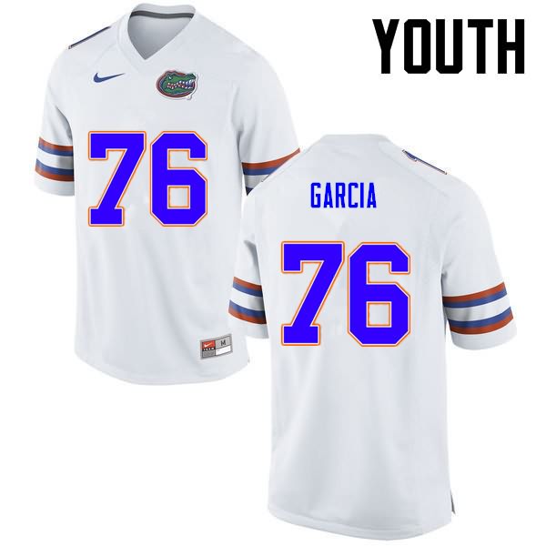 Youth NCAA Florida Gators Max Garcia #76 Stitched Authentic Nike White College Football Jersey LNF7565MA